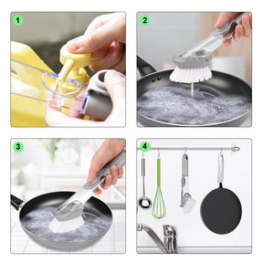 Escova Limpeza Lava Louça Porta Detergente Dispenser 2 em 1 - Dekasa Utilidades