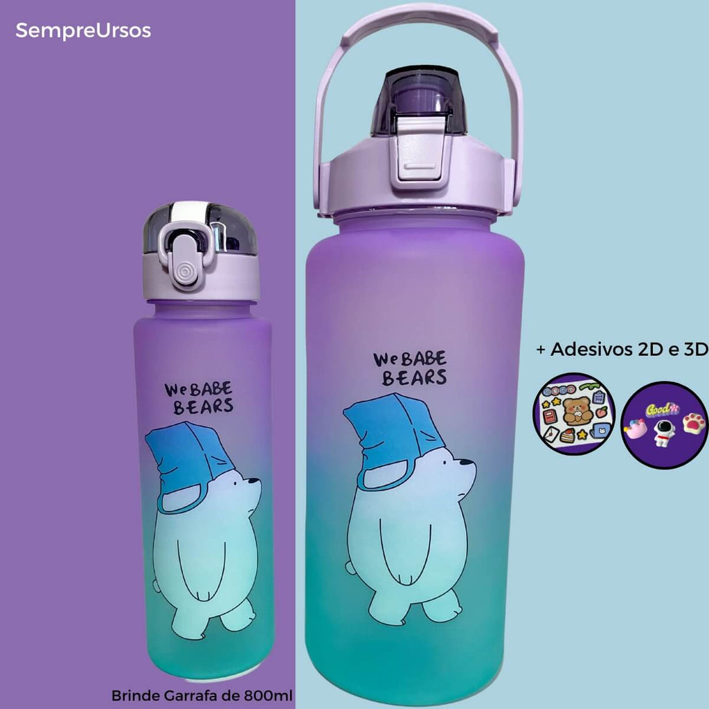 Garrafa de Água 2 Litros com Canudo + Brinde Adesivos - Vita