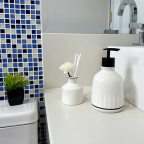 Kit Banheiro Lavabo Conjunto Saboneteira Difusor Porcelana