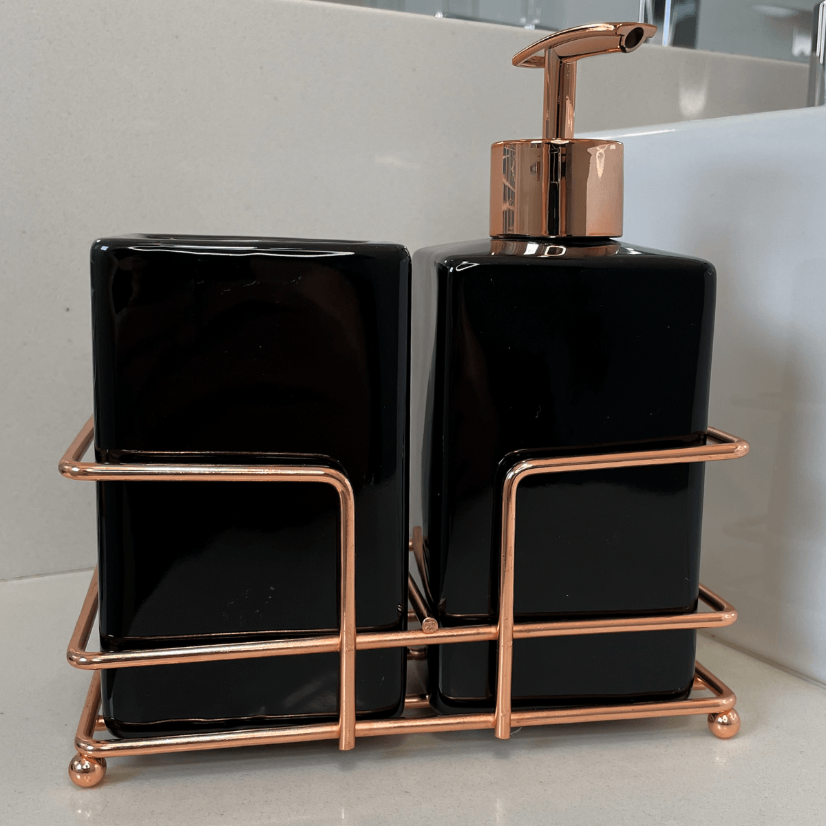 Kit Lavabo com Base Aramada Rose Gold - Dekasa Utilidades