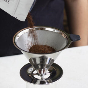 Coador de Café em Inox Filtro Reutilizável Com Base Tamanho 101 - Dekasa Utilidades