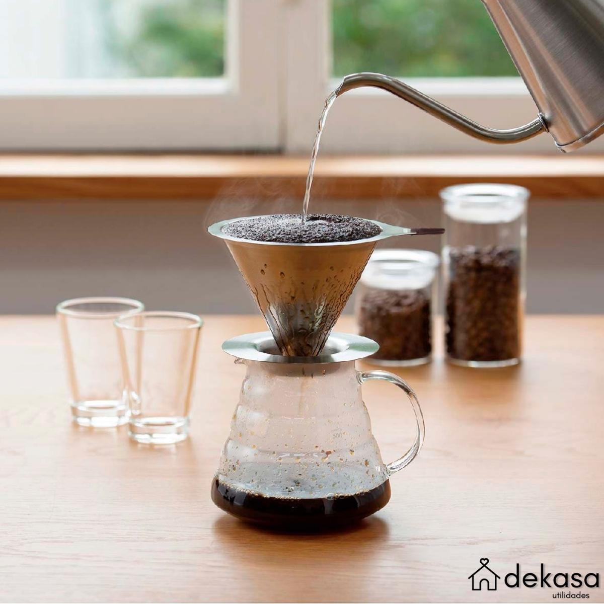 Coador de Café em Inox Filtro Reutilizável Com Base Tamanho 101 - Dekasa Utilidades