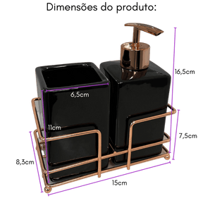 Kit Lavabo com Base Aramada Rose Gold - Dekasa Utilidades