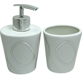 Kit Banheiro Saboneteira e Dispenser Porcelana Preto - Dekasa Utilidades