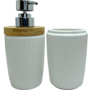 Kit Banheiro Lavabo Saboneteira e Dispenser Porcelana 2 Peças - Dekasa Utilidades