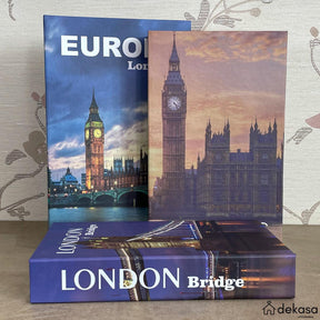 Kit Caixas Livros Decorativos Luxo - Europa Londres [Frete Grátis e Brinde] - Dekasa Utilidades