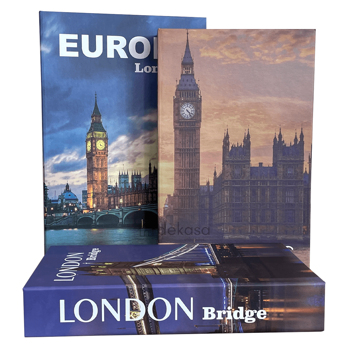 Kit Caixas Livros Decorativos Luxo - Europa Londres [Frete Grátis e Brinde] - Dekasa Utilidades