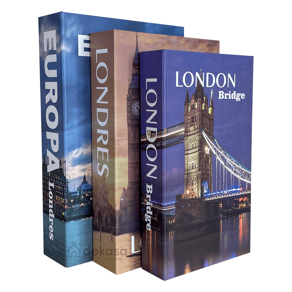 Kit Caixas Livros Decorativos Luxo - Europa Londres [Frete Grátis e Brinde] - Dekasa Utilidades